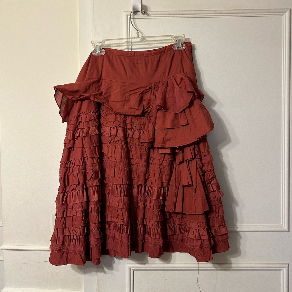 Rust layered skirt from Anthropologie Archive collections